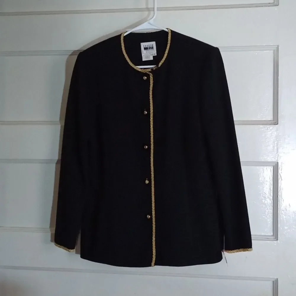 Leslie Faye women's jacket size 10 black and gold nwt (Rox022)